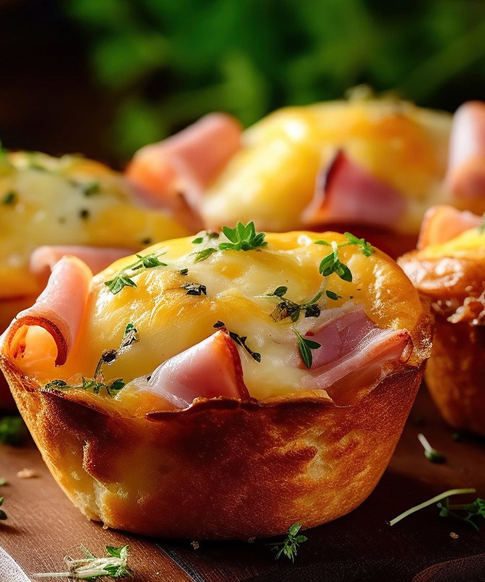 Canadian bacon and cheddar muffins
