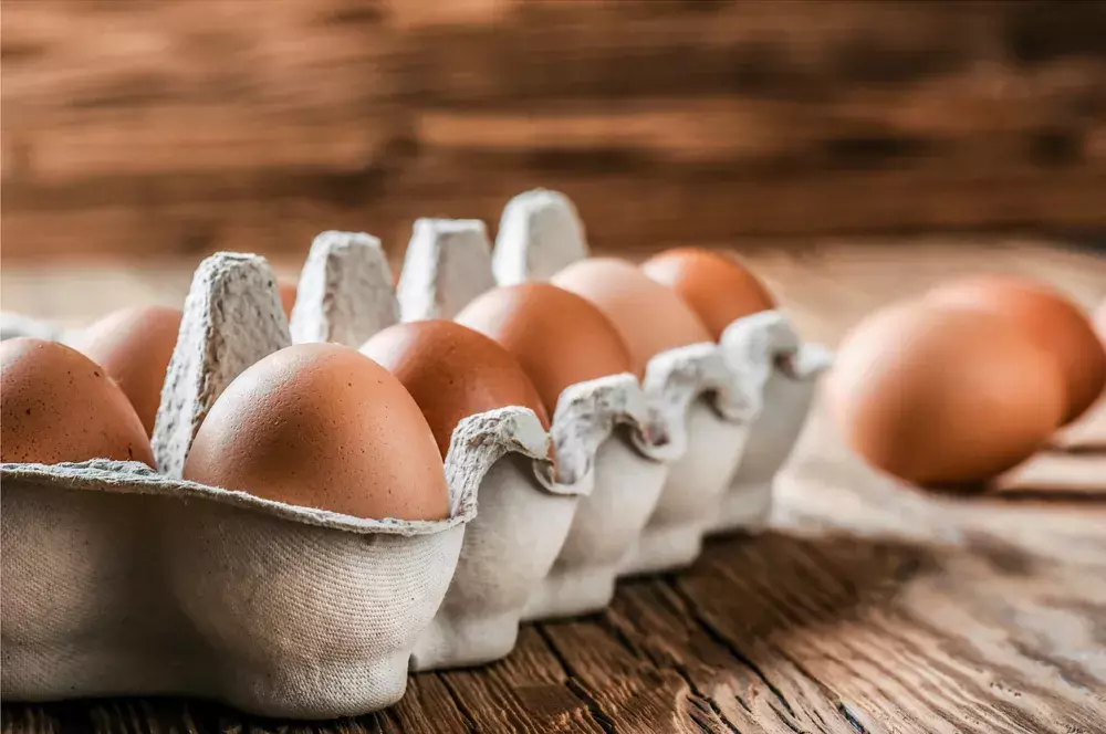 Egg carton with only brown eggs