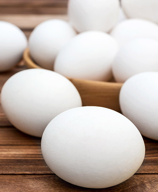 Close up of classic white eggs
