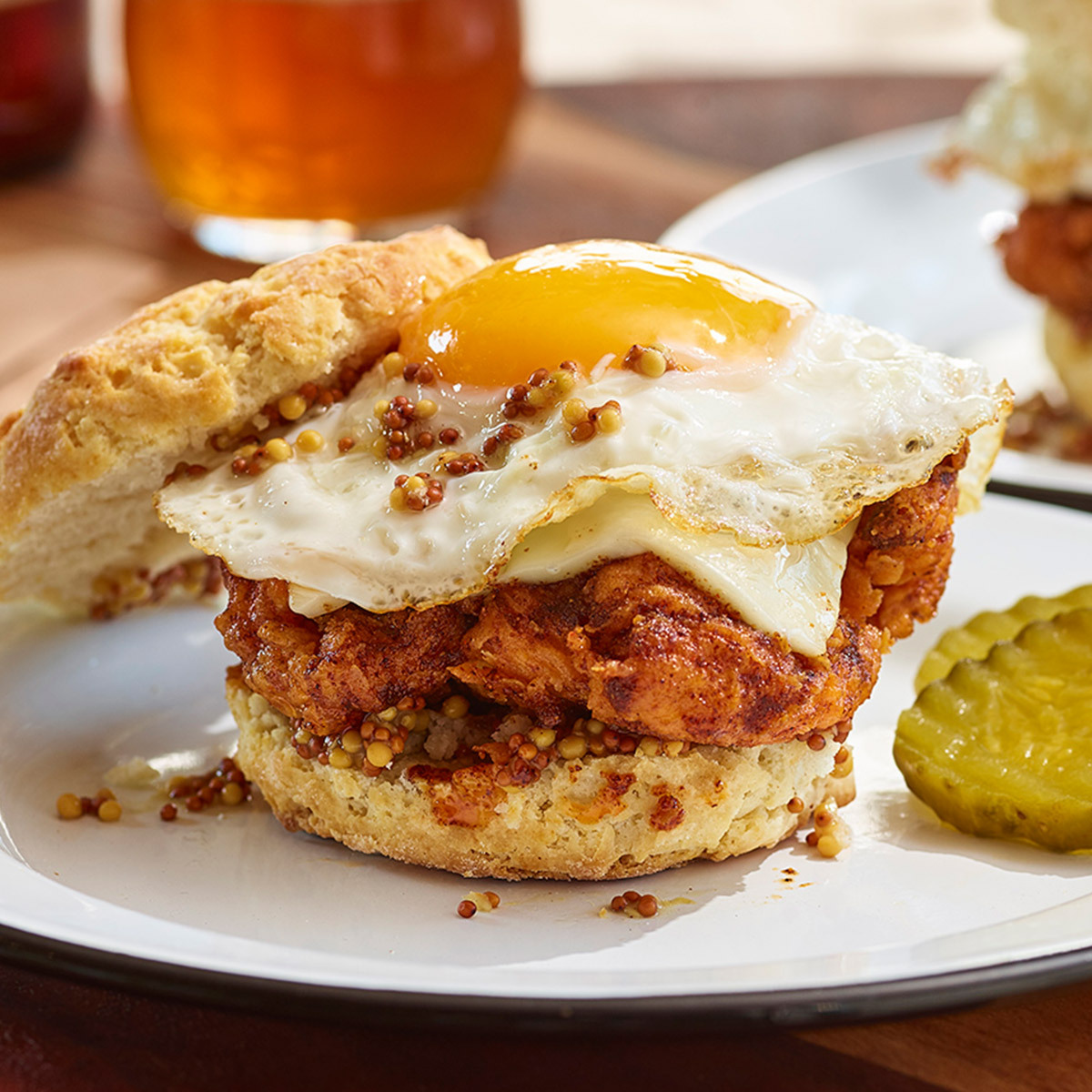Nashville hot chicken with fried egg on top